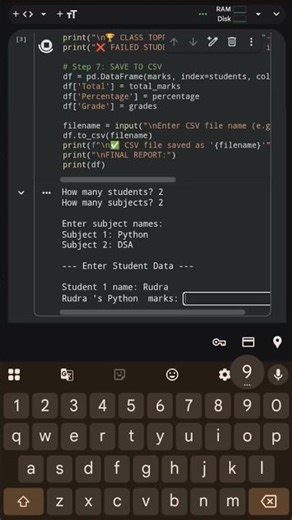 Still Made A Full Student Report System To CSV 📊 | Python Project with numpy| #coding #programming