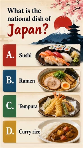 What is the national dish of Japan? #learnenglish #quiz #quotes