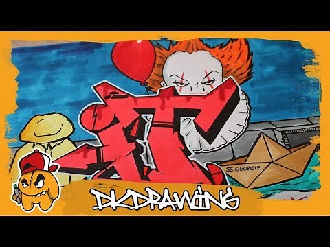 How to draw Graffiti Letters IT Horror Clown Pennywise Character