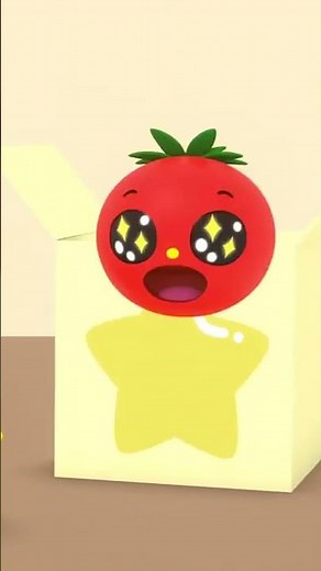 【見るだけで賢くなる！？赤ちゃん泣き止む知育アニメ】とんとん！何が出てくるかな？トマトちゃんと箱に入って泣き笑い!【ラーンカラー・数字・英語・童謡】#shorts
