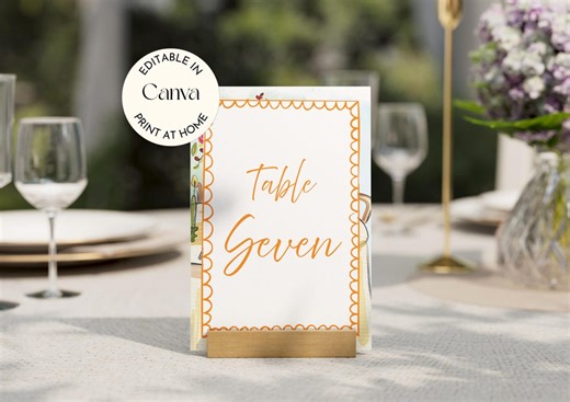 ENGLISH - Tuscan Wedding Table Number Italian Flair Printable Table Number Canva A6 Editable Download Mediterranean Wedding Decor - Etsy