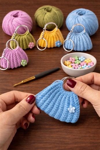 Easy Crochet Mini Purse Keychain - Tutorial - CRAFTSFORLOVE.COM