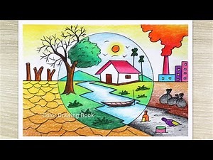 How to draw world environment day poster, Save nature drawing easy step by step