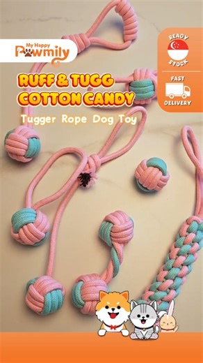 🍭 Ruff n Tugg Cotton Candy Series is HERE! Sweet pink soft blue = the cutest tug toys for small & medium dogs! 🐶💙💖 Built tough for tugging, textured for chewing, and vibrant for playtime fun. All starting from only $4.50 - $5.50 🤩 (intro promo!) Why dogs love it: ✔ Heavy-duty rope strength ✔ Satisfying chew texture ✔ Great for interactive or solo play ✔ Adorable cotton-candy colours ✔ Perfect size for S/M breeds Bring home their new favourite tugger today! 🧡 Get yours today at our Shopee, 