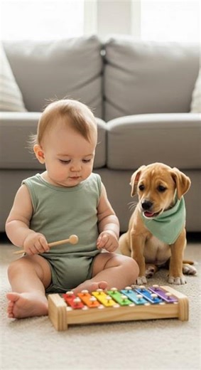 The way they are harmonizing 😭👶🐶 | babies singing duet magic #babies #cute #music