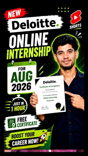 🔥Deloitte Free Internship 2026 | Apply in 1 Hour | No Fees, Free Certificate ✅