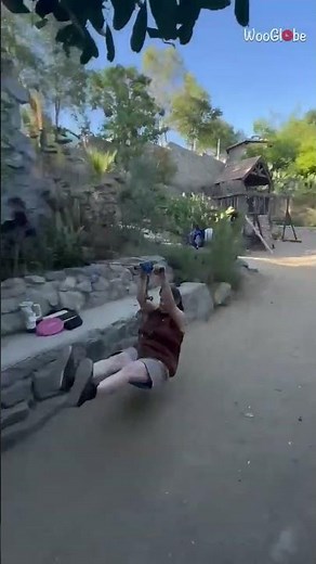 Ziplining Fail: Hilarious Ending to a Thrilling Adventure || WooGlobe