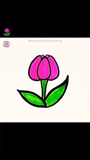 Easy Tulip Drawing for Kids | Step-by-Step Flower Drawing Tutorial 🌷 | Simple Art for Beginners