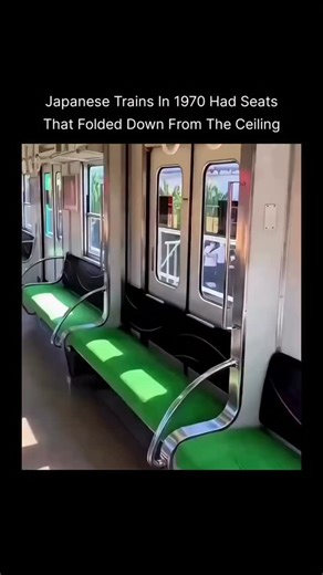 Rahul Yadav on Instagram: "A Japanese train built in 1970 had special seats that dropped down from the ceiling. The Keihan 5000 Series was developed by Keihan Electric Railway and Kawasaki Heavy Industries. It was the first multi door train in Japan with five doors on each side.It was also the only train model that used a seat lifting mechanism.The seats could fold up to make more standing room during rush hour. Then they dropped down during off peak hours so more people could sit.All 50 units w