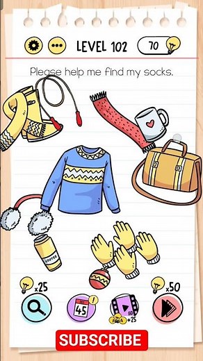 🧩 Brain Test “Find My Socks” – Smart Solution 😎 | Level 102 Walkthrough#games #puzzle