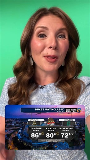 Big night for my fellow 49ers as Charlotte takes on App State at the Duke's Mayo Classic! 🏈 The weather looks phenomenal for the game too with mostly clear skies and temperatures falling out of the 80s into the 70s. Go Niners! 🤙🏻 | Danielle Miller