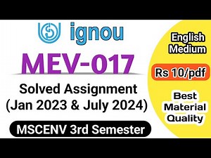 MEV-017 solved Assignment 2023-24 | Mev 017 Ignou assignment jan 2023 to July 2024 || MSCENV sem-3