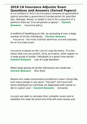 Latest 2018 CA Insurance Adjuster Exam Questions and Answers Solved Papers video