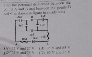 Find the potential difference between the points A and B and be... | Filo
