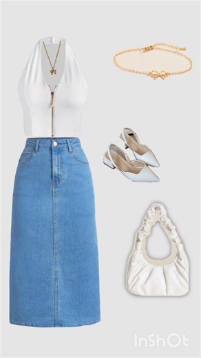 Try this! Denim skirt outfit style 💓