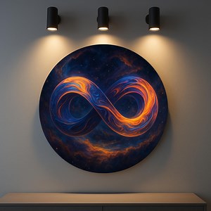 Infinity Symbol Tempered Glass Wall Art: Cosmic Blue Orange Galaxy Decor - Etsy