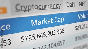 Animated Cryptocurrency Market Capitalization. All data on the Footage are Fictional, Created Especially for This Concept