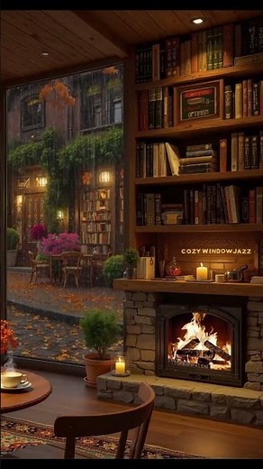Peaceful Autumn Coffee Shop 🍂🌧️ #autumn #jazz #rainsound #jazzcafe