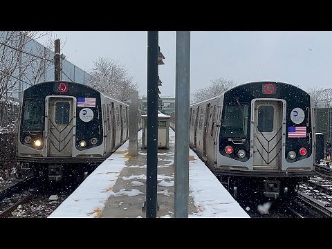 BMT Canarsie Lines (L) Trains with Mini Horn Action @ East 105th Street (R143, R160A-1)