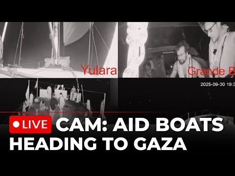 WATCH LIVE CAM: Humanitarian Aid Boats Sumud Flotilla Sails Toward Gaza at Risk of Interception