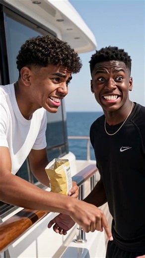 ¡SE TIRA AL MAR POR UNA PATATA! 😂🌊 Nico y Lamine en el yate