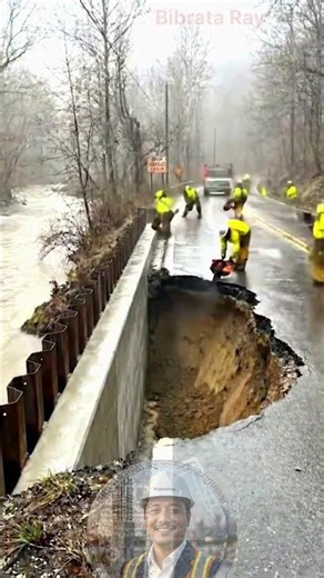 How a Collapsed Road Next to a Rushing River is Rebuilt! 🏗️🛣️ #construction