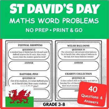 St David’s Day Math Word Problems 40 Engaging Real-Life Problems (Grades 3–8)