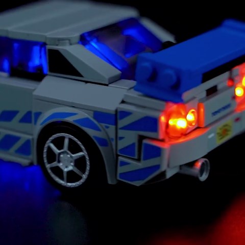 LED Light Kit for Lego Speed Champions Fast & Furious Nissan Skyline GT-R (R34) Toy Car Set, Blue Underglow Lights Compatible with Lego 76917 Set (Not Include Blocks Set)