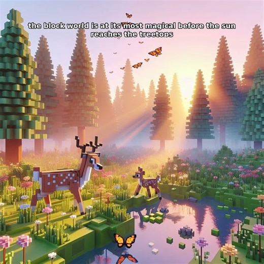 The block world is most magical at dawn - Deer in the Mist! Voxel Pals #Shorts