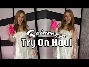 [4K] Try-On Raincoat | A Delicate Rainy Day Look with a Dress
