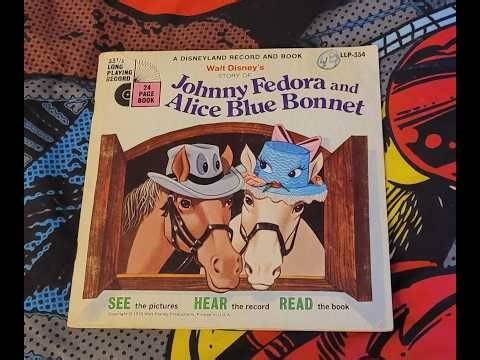 Disney Johnny fedora and Alice blue bonnet 1970 book on record cut version