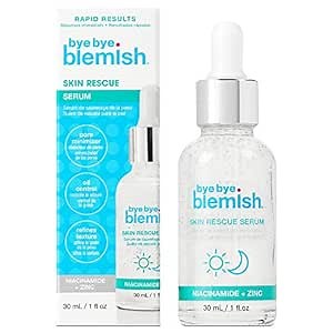 Bye Bye Blemish Skin Rescue Niacinamide Serum – Pore Minimizing & Oil Control Facial Serum for Clear, Smooth Skin, 1 fl oz