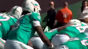 Here's our video of Dolphins quarterback Teddy Bridgewater getting hit and leaving the game. There's no evidence of an on-field stumble and notice how he even gives a thumbs up sign twice. | Miami Dolphins Zone