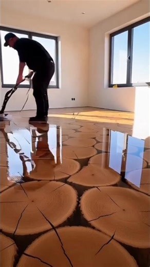 This wooden floor installation is so satisfying to watch 🪵✨”