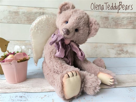 OOAK Teddy Bear Angel, Handmade Alpaca Art Doll, Collectible Soft Sculpture, Heirloom Bear - Etsy