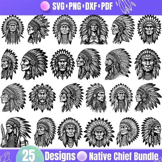 High Quality Native Chief SVG Bundle, Tribal Chief Svg, Native Warrior Svg, Chief Vector, Native Chief Design, Native Culture Svg - Etsy