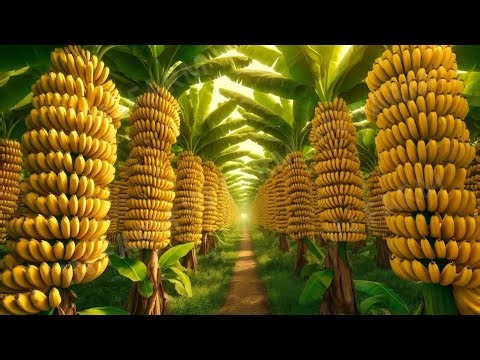 Harvesting Bananas - Modern Agricultural Machinery and Tech. Farming and Agriculture Documentary 🍌
