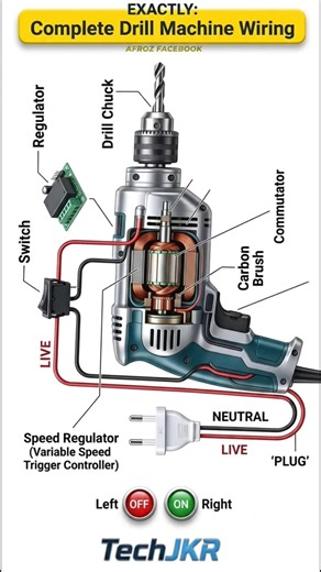 Complete Drill Machine Internal Wiring Diagram ⚡#shorts #short #shortvideo #comment #viral #ytshorts