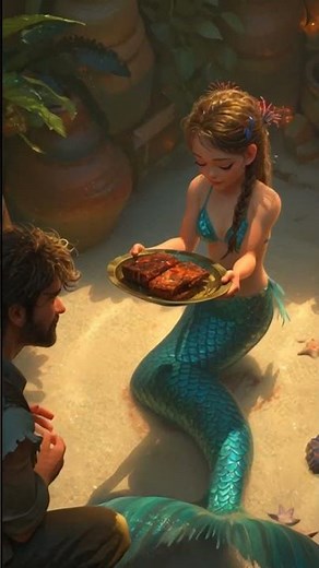 Mermaid Eating Human Food 🍽️🧜‍♀️ | Fantasy Realism Short Film #shortsfeed