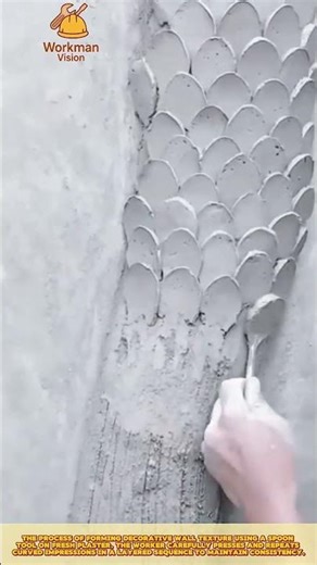 Skilled Worker Creating Scale Texture Pattern for Decorative Wall Finish
