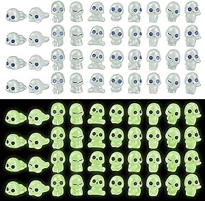 40Pcs Luminous Mini Tree Elves Glow in The Dark Tiny Alien Figures Resin Ghost Miniature Ornament Charms for Dollhouse Garden Moss Room Crafts Decor(10 Style)