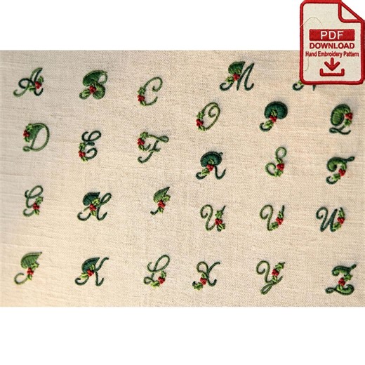 Holly Alphabet Monogram Embroidery Pattern PDF - Etsy