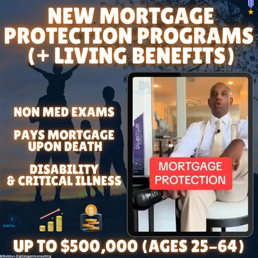 🚨 Calling All Homeowners! 🚨 If you own your home, it's likely your biggest asset. What happens if you’re no longer able to make the mortgage payments due to disability, illness, or worse? 😟 With Mortgage Protection Insurance, you can safeguard your family’s future and ensure they can stay in the home they love—no matter what life throws your way. ✅ Cover mortgage payments in case of disability, critical illness, or death ✅ Keep your family in their home, even during tough times ✅ Peace of min
