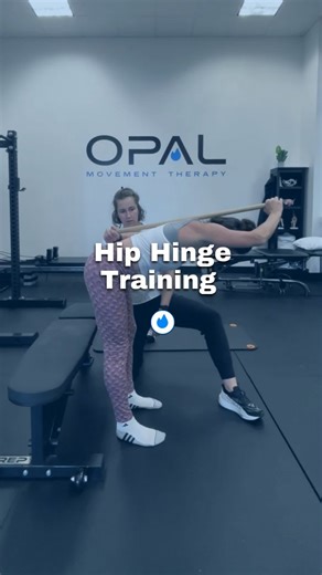 OPAL Movement Therapy on Instagram: "Can you see the error in her first rep? She is sending her hips back, but the shins are translating backward too and she is rocking back onto her heels. This means she is borrowing motion from the shins and ankle instead of isolating the hip hinge to the hips moving. Her second rep is better when she softens the back of the knees and keeps the shins perfectly still in a vertical position and just sends her hip back. Did you see how when she corrected the shin