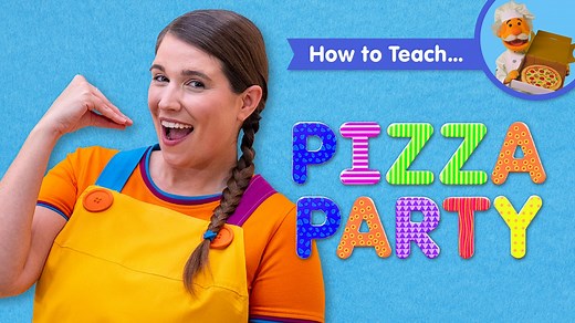 Caitie demonstrates the gestures and shares some activity ideas for the song "Pizza Party". Perfect for ESL, EFL, preschool, and kindergarten classes! | Super Simple