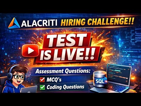 ALACRITI Hiring Challenge 2026 | Test is LIVE!! MCQ's,Coding & SQL Questions Explained | Apply Now 🚀