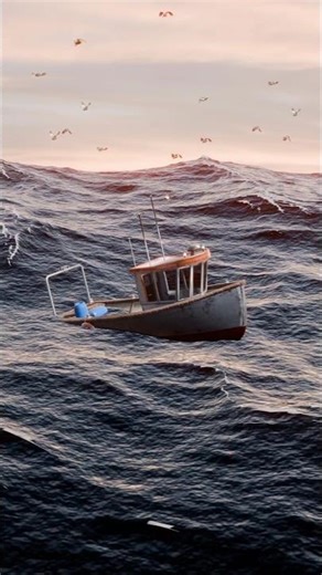 Ocean in Blender #blender3d #b3d #ocean #boat #birds #sea