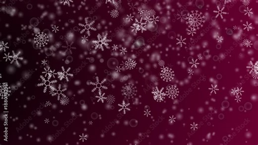 Elegant Red Gradient Christmas Background with Falling Snowflakes .deep red christmas snow holiday background loop