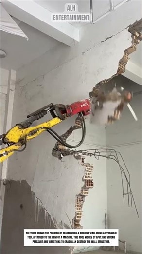 Wall Demolition Using Hydraulic Tools #shorts