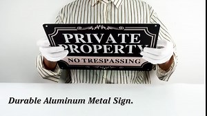 No Trespassing Signs Private Property signs,14x10 Inch Rust Free Aluminum Metal Sign,Reflective,Fade Resistant,UV Protected,Weatherproof Up to 7 Years Indoor/Outdoor Use (4 Pack)
